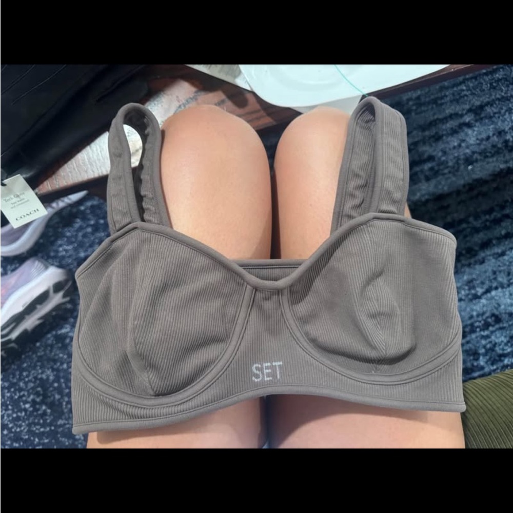 SET Active Gray Ribbed Bra